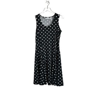 Sleeveless polkadot summer dress – black and white. Size Small